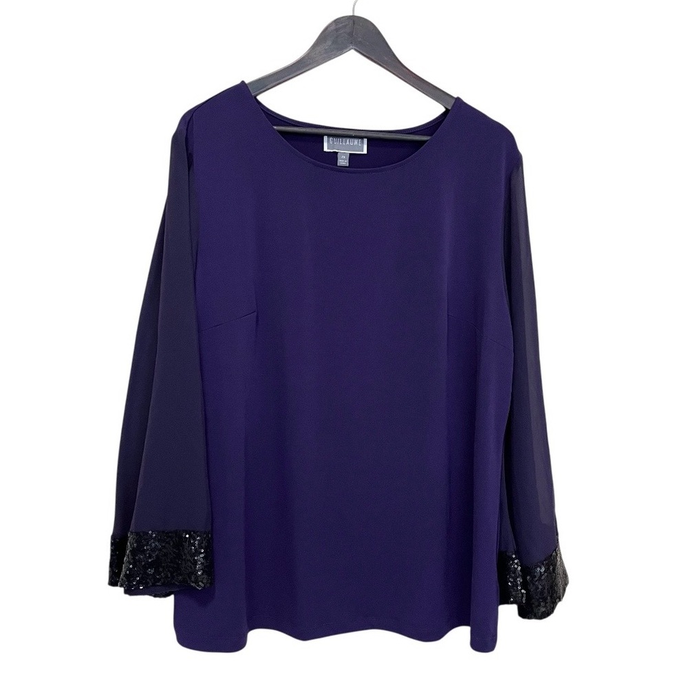 Guillaume Seqins Embellished Cuffs Dressy Top